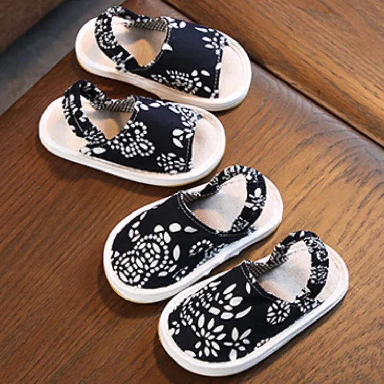 宝宝布拖鞋男女童空调房暖气房舒适小孩拖鞋透气防滑儿童布拖鞋