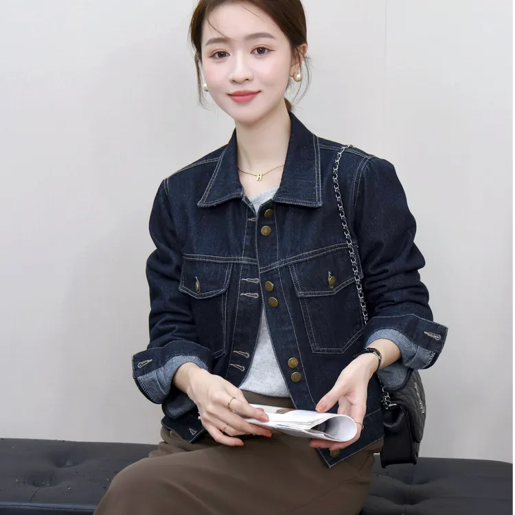 丹宁色牛仔外套2025春季新款时尚潮流短外套女韩版百搭休闲上衣