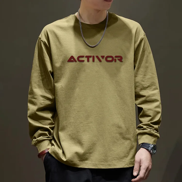 纯棉秋冬潮流长袖韩版男士宽松长袖T恤圆领韩版运动百搭新款ACT