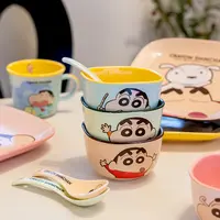 精东家蜡笔小新儿童可爱陶瓷饭碗高颜值家用一人食碗盘餐具酸奶碗