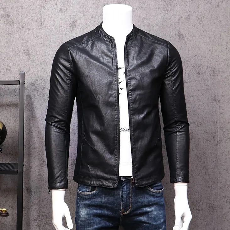 2024春秋季新款皮衣男韩版修身PU皮夹克帅气机车服皮衣男外套潮流