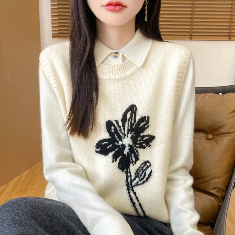 2024秋冬新款爆款圆领刺绣设计感小众坎肩针织马甲简约百搭背心女