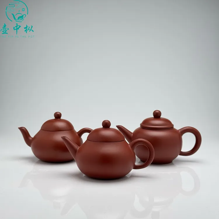 潮州手拉壶朱泥壶原矿朱泥梨形矮梨壶水平壶剑梨茶壶非全手工
