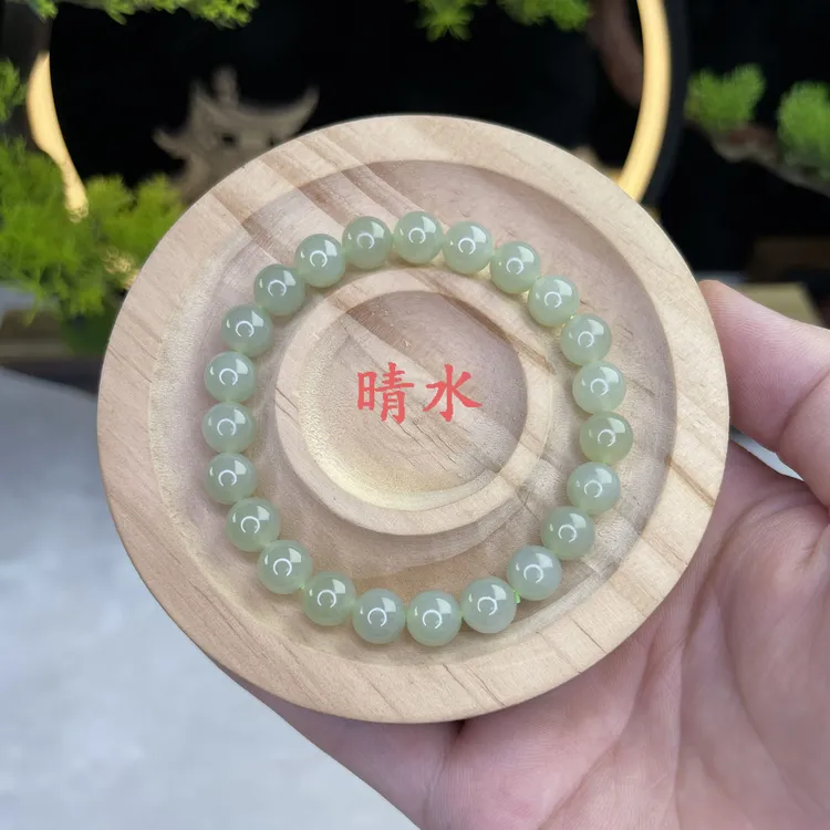 单圈和田玉晴水素圈卡8MM款H429089玉散珠手串百搭女士精美