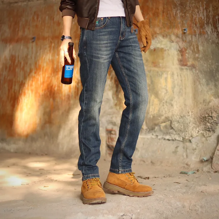 【星际牛仔】秋冬经典时尚刺绣复古有型显瘦男士修身小直筒牛仔裤