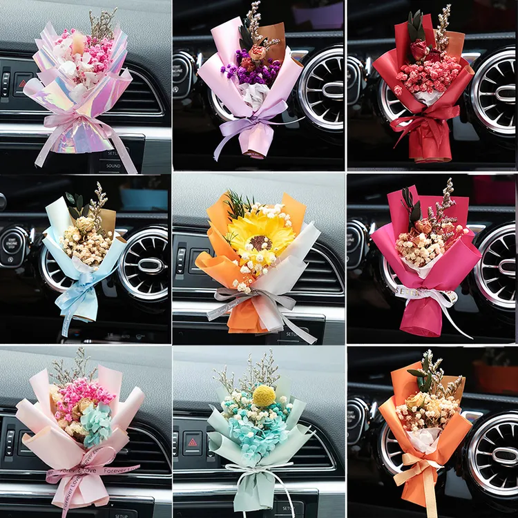 车载香薰花束汽车出风口永生干花束香水创意汽车空调香氛车内装饰