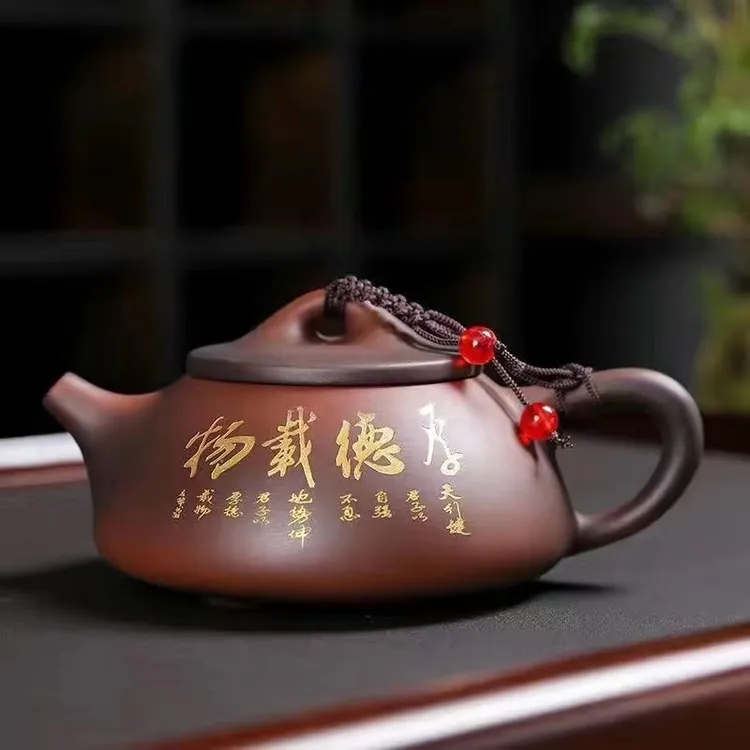 五彩壶手拉壶提梁侧把紫砂茶壶泡茶全手工高档大容量井栏壶壶大号