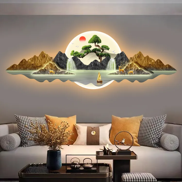 高端大气沙发背景墙装饰画办公室茶室时尚全屋配饰挂画客厅墙壁画