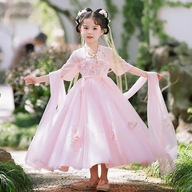汉服女童连衣裙夏装2024新款童装女儿童裙子夏季女孩洋气公主裙夏