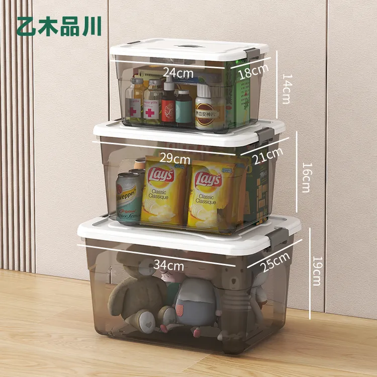 【玉希专属】三件套透明收纳箱家用储物箱塑料衣服零食玩具整理箱子
