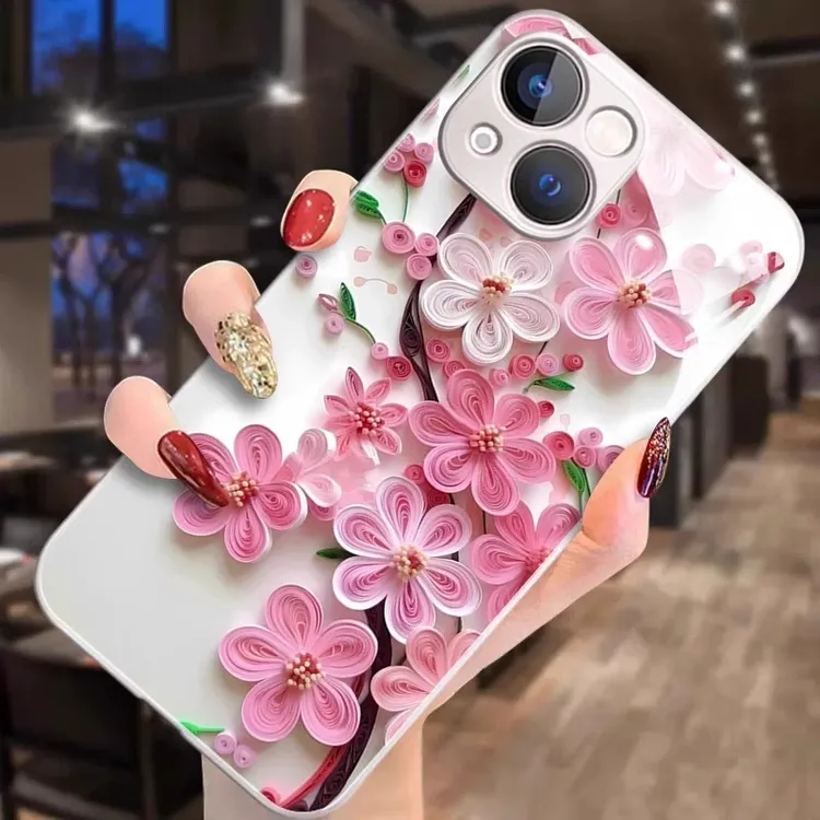 适用苹果17手机壳立体桃花朵朵iphone16promax女15pro保护套14por
