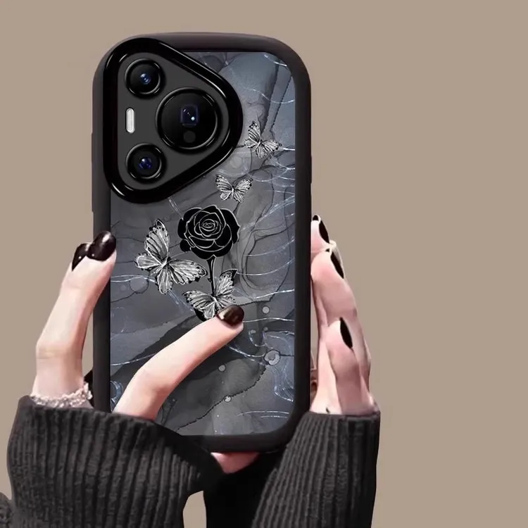 玫瑰蝴蝶适用华为pura70pro+手机壳复古ins风p70防摔70爆款mate60