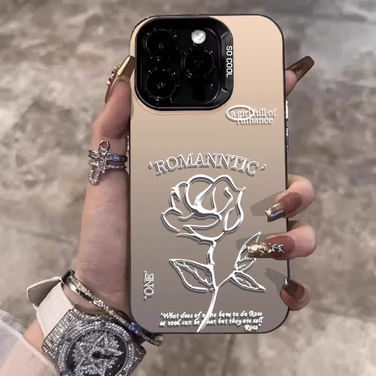 适用苹果15pro手机壳iphone14plus一朵玫瑰13promax全包12女ins风