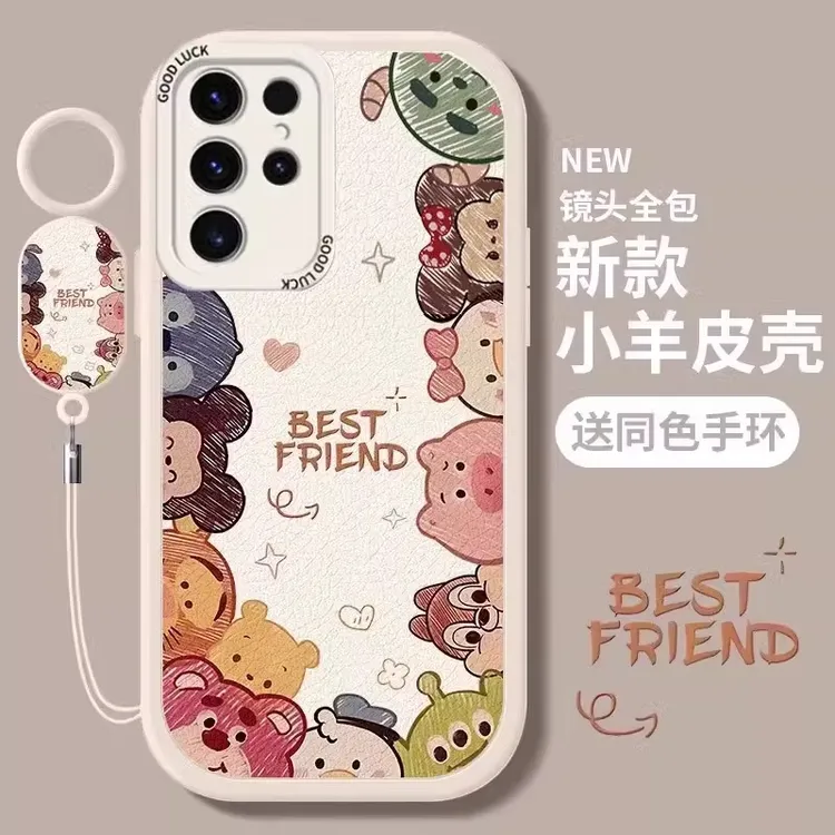 适用三星s24手机壳米奇朋友们s24ultra新款皮质s23+plus高级感s22