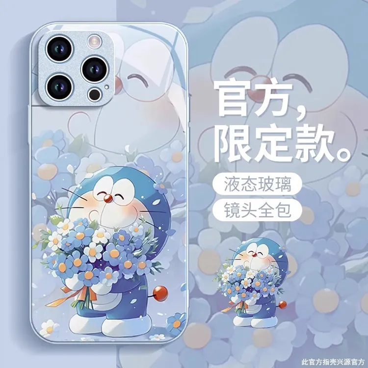 捧花哆啦适用苹果17promax手机壳iPhone16plus保护套15pm情侣可爱