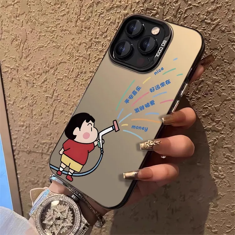 适用苹果15promax手机壳iPhone14plus蜡笔小新13pro全包防摔女pro