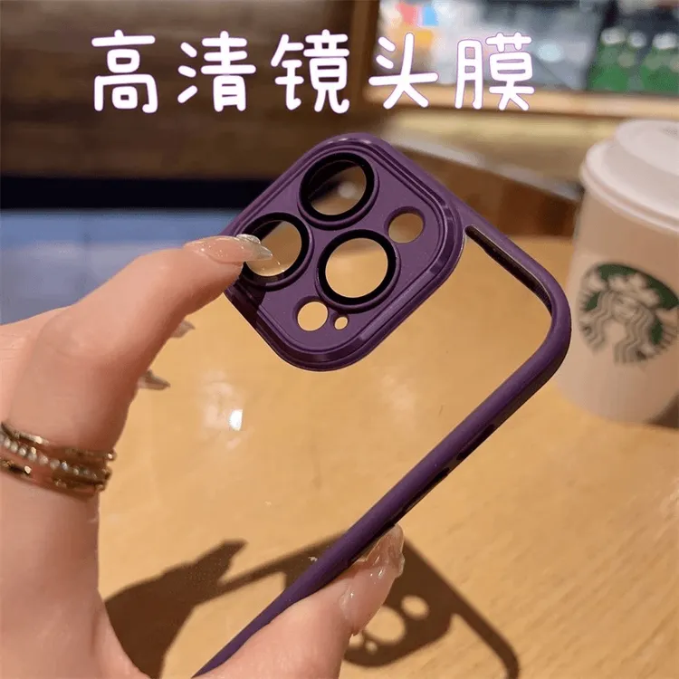 适用苹果16手机壳简约高透带镜头膜苹果15promax防摔不发黄保护套