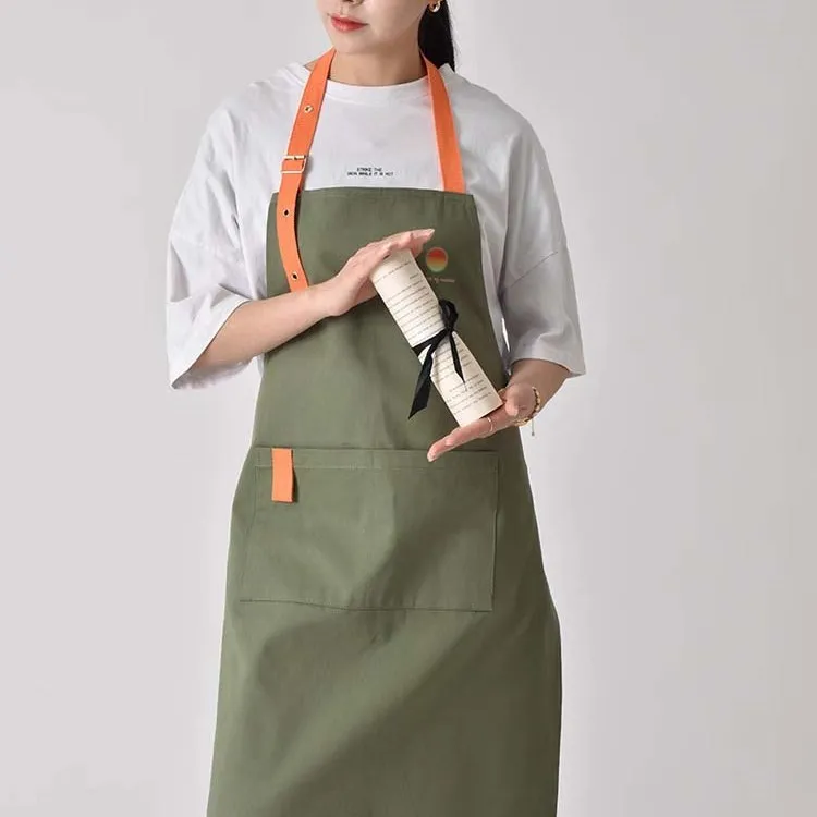 网红北欧风纯棉男女围裙家用厨房logo定制工作奶茶咖啡店餐厅新款