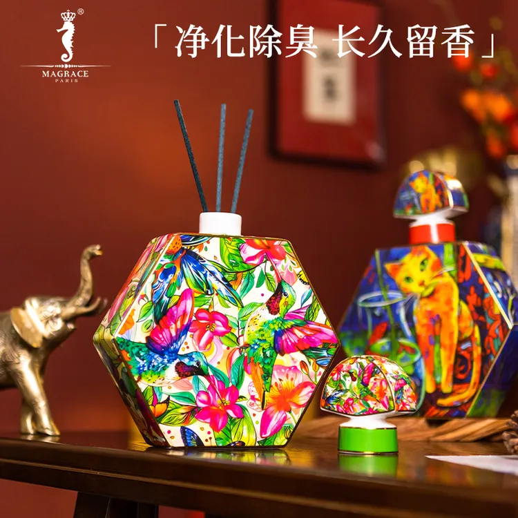法国MAGRACE油画猫咪陶瓷香薰瓶礼盒装2款家居卧室客厅氛围感香氛