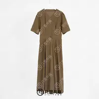 （几里）亭亭清瑶-复古纯色气质连衣裙裙长118胸围104 1013164