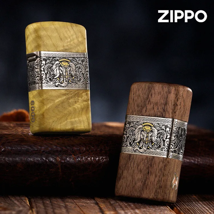 ZIPPO打火机【如意吉象·窄款】金丝楠木火机礼品PWJ1