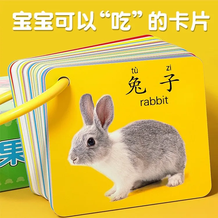 动物认知卡片儿童早教识字看图识物启蒙书婴幼儿宝宝闪卡益智玩具