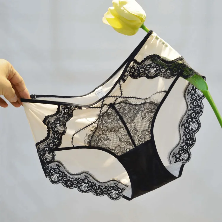 高腰蕾丝时尚舒适大码性感女士三角裤透气诱惑轻奢无痕薄款三角裤