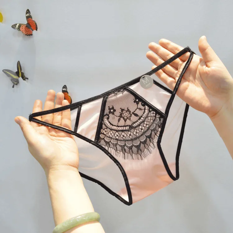 法式轻奢睫毛蕾丝三角裤性感镂空时尚网红女士内裤头舒适简约透气