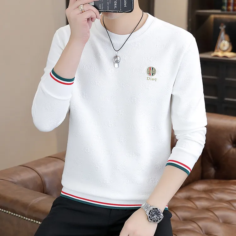 【珂卡驰】长袖T恤男士帅气圆领上衣潮流百搭时尚卫衣新款轻奢男装