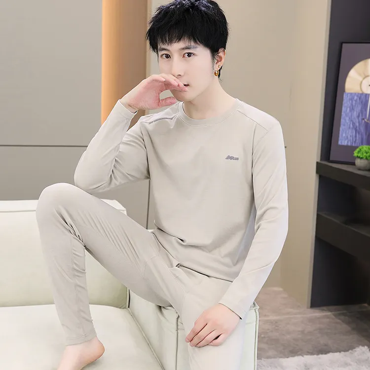 薄绒保暖衣男半高领磨毛秋衣秋裤套装冬季男装内衣中领打底棉毛衫