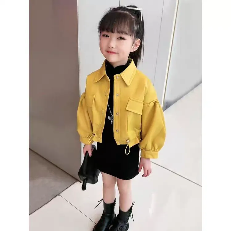 女童皮衣外套春秋装2025新款洋气儿童秋季上衣中大童蝙蝠袖夹克衫