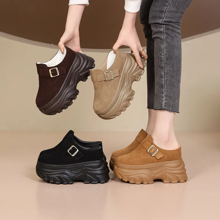 超高跟12CM勃肯鞋女厚底内增高外穿秋冬新款10CM小个子软底包头拖