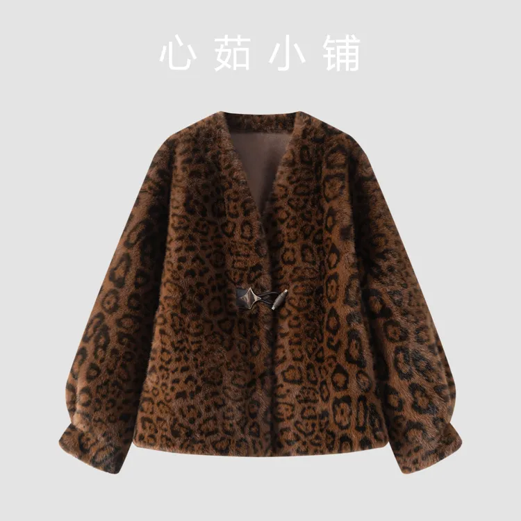 人造皮草 2024秋冬新款时尚豹纹保暖外套仿貂仿皮草女士时尚单品