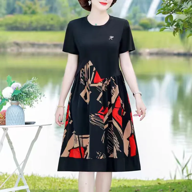 连衣裙女装裙子气质中老年夏季中年夏装