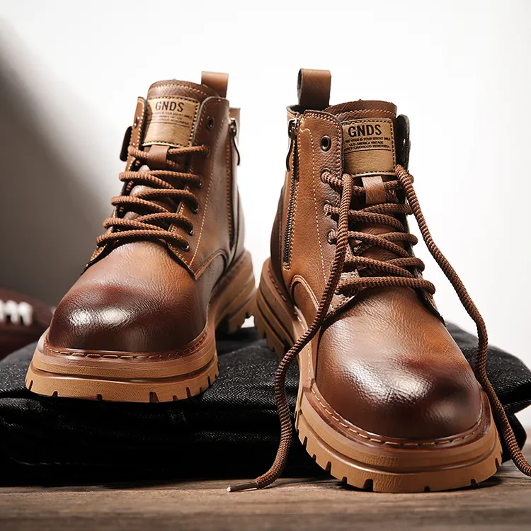 马丁靴男靴子2025冬季加绒棉鞋休闲男士百搭时尚潮流高帮工装短靴