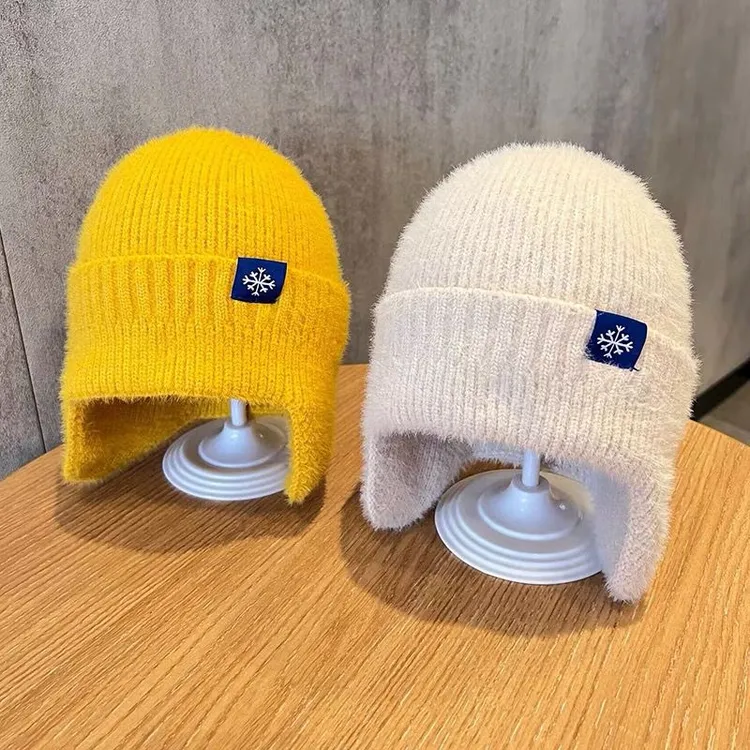 2到18岁护耳针织毛线帽子秋冬男女学生户外保暖帽骑车防风防寒帽