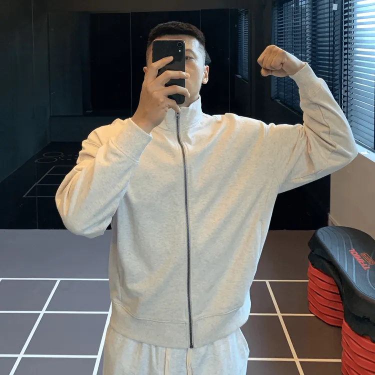 330G美式拉链外套高领运动卫衣夹克男简约潮流健身训练服男秋冬季