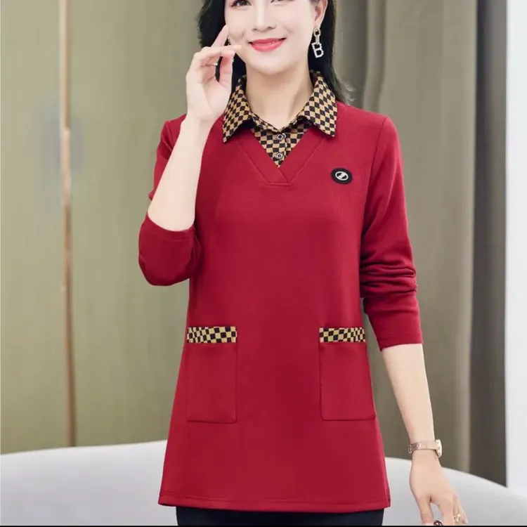 2023秋冬长袖妈妈装洋气时尚百搭宽松加厚上衣008