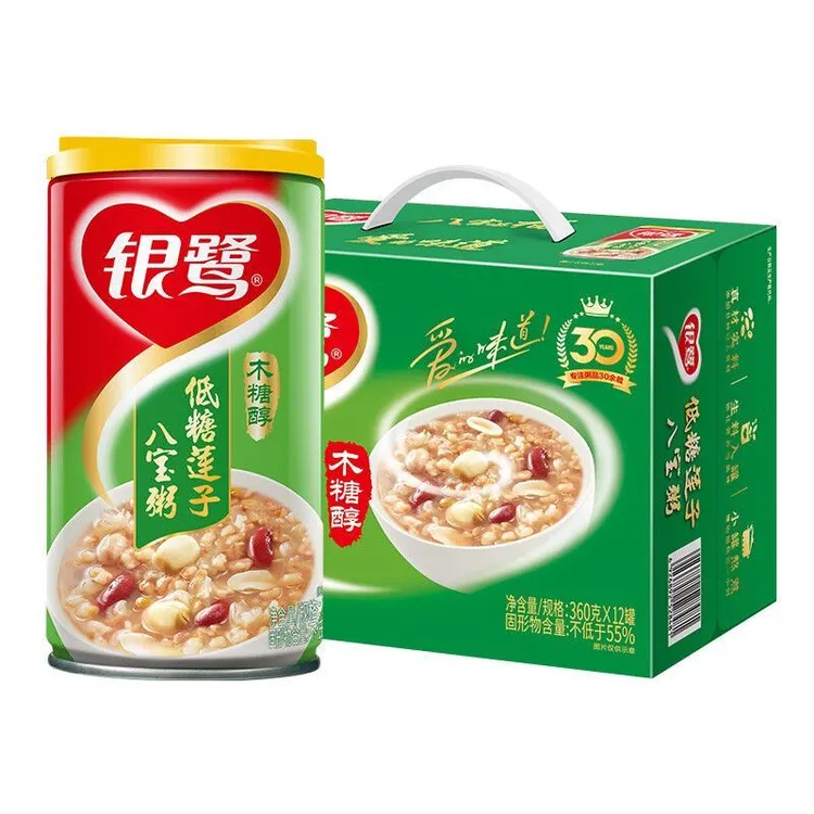 新日期 银鹭八宝粥木糖醇低糖莲子八宝粥代餐粥12罐整箱批发