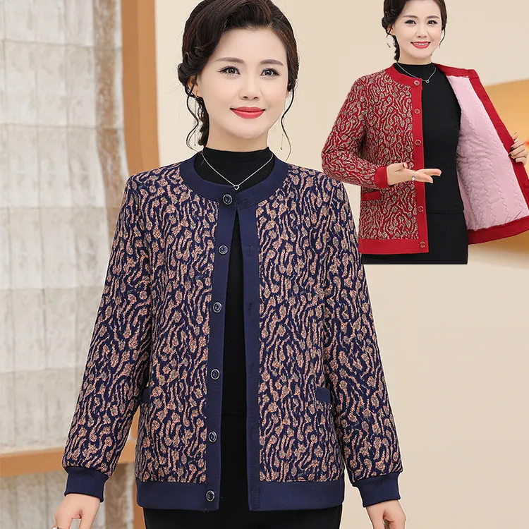 720款中老年妈妈装奶奶装秋冬加绒加厚开衫时尚保暖内衣棉服