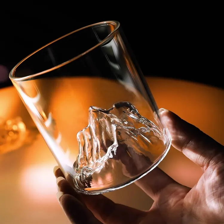 水杯家用ins杯子果汁杯茶杯玻璃洋酒杯观山杯网红小众高级感杯子