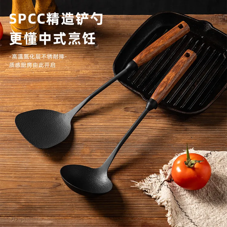 好来兴汤勺子铸铁锅铲家用木柄中式铁铲铁锅专用锅勺铲勺炒菜铲子