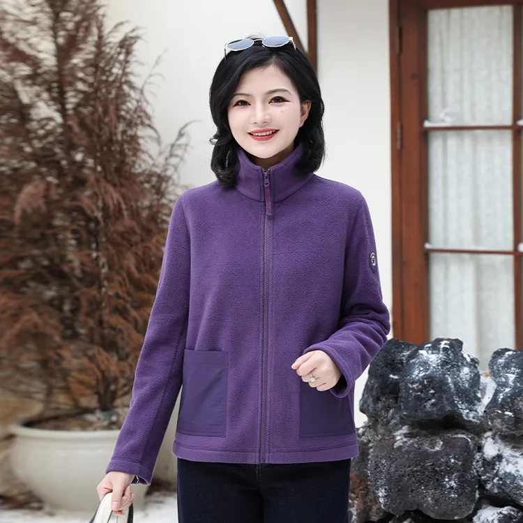 枫竺阿楠anan 纯色立领百搭长袖摇粒绒短外套秋冬季洋气外搭上衣