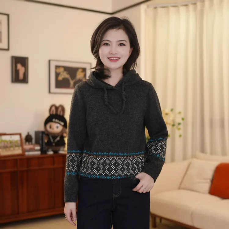 枫竺阿楠anan 撞色绣花套头连帽百搭加绒卫衣女秋冬洋气短款上衣