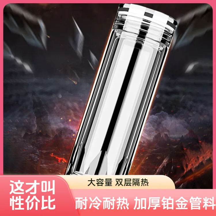 水利康双层隔热玻璃杯男士水杯子便携茶杯高硼硅玻璃防烫水杯玻璃