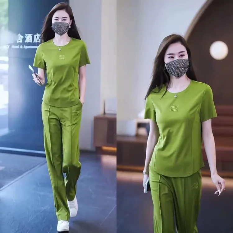 时尚运动服套装女2024夏季新款洋气显高显瘦宽松休闲跑步服两件套
