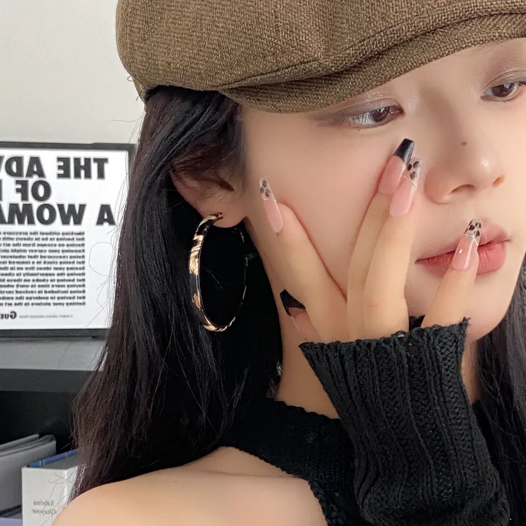 双11好物 时尚欧美豹纹大耳圈简约精致小众耳环E1054