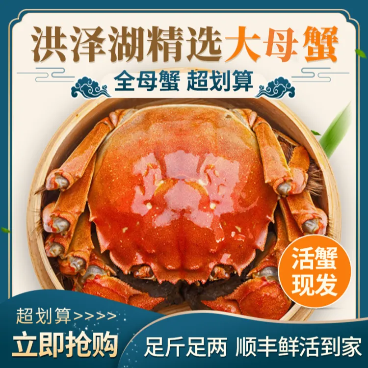 （活蟹）洪泽湖螃蟹全母10只2-1.7两包邮