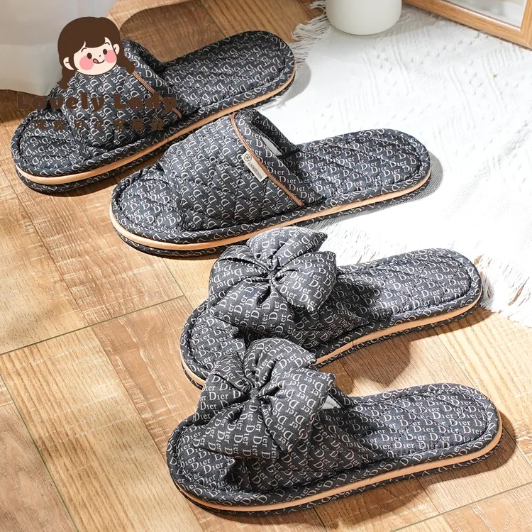 高档布艺居家高端韩版男女情侣加厚布底软底防滑家居室内地板女士