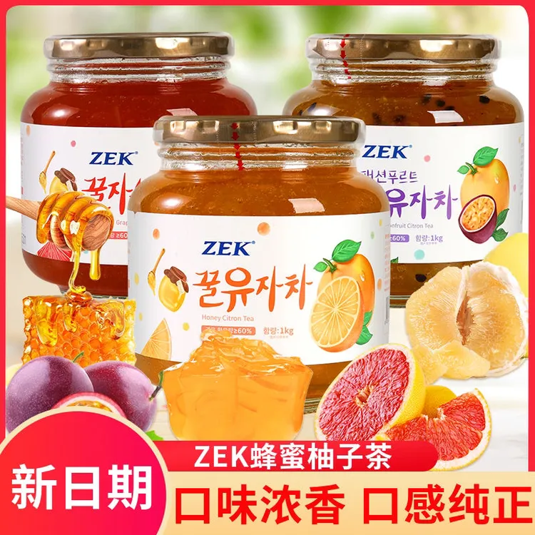 大瓶韩国原装进口蜂蜜柠檬茶柚子茶蜂蜜罐装1000克装蜂蜜茶